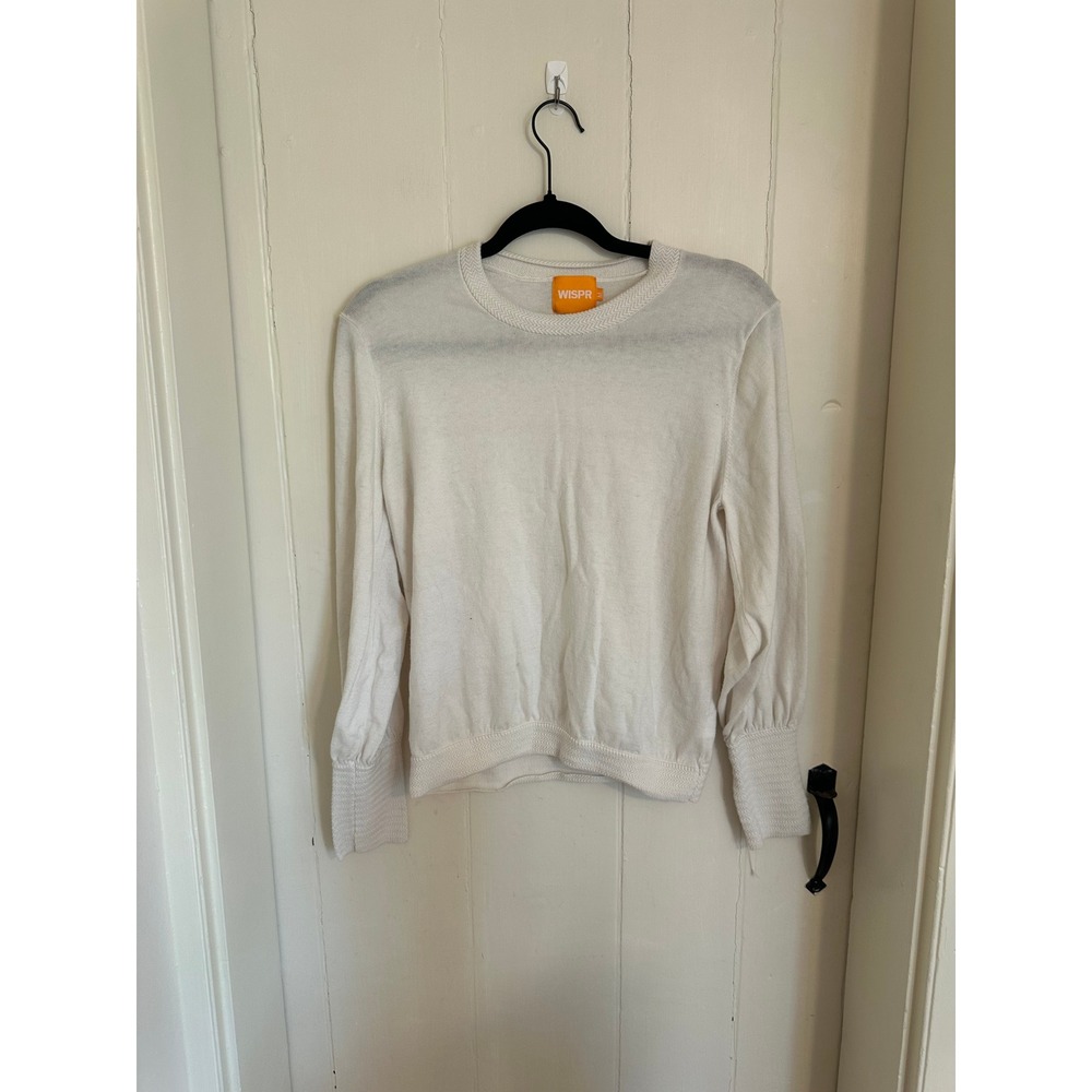 WISPR by RD Style White Crewneck Sweater Textured Trim Long Sleeve M